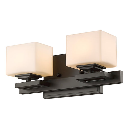 Z-Lite Cuvier 2 Light Vanity Light, 4.3x12x5.1", Bronze, Matte Opal - 1914-2V-BRZ