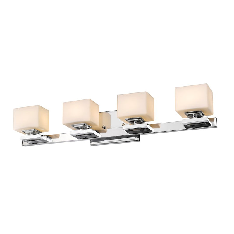 Z-Lite Cuvier 4 Light Vanity Light, 4.3x27.1x5.1", Chrome, Matte Opal - 1914-4V-CH