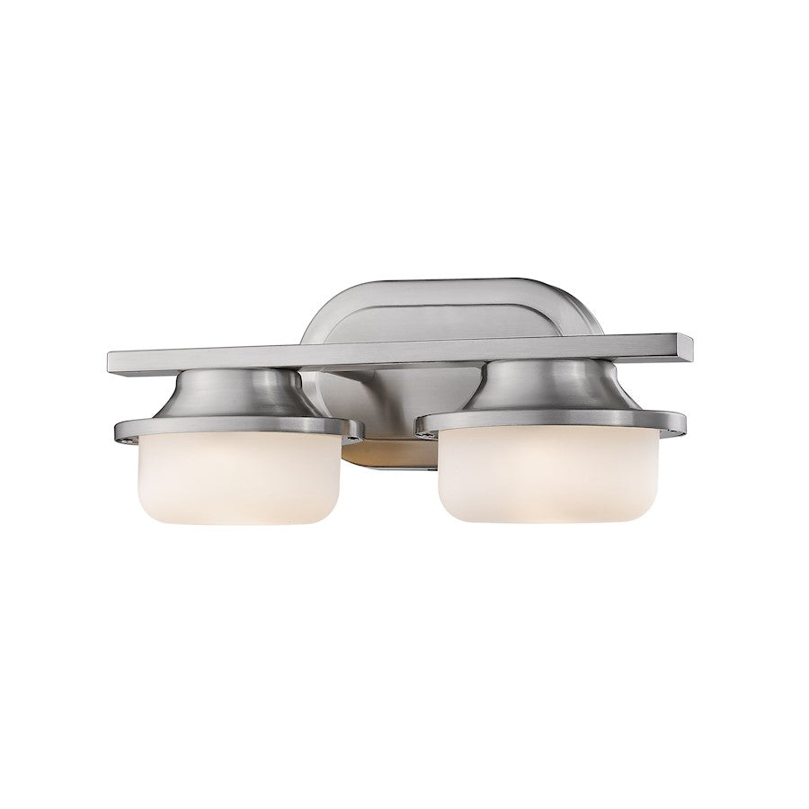 Z-Lite Optum 2 Light Vanity Light, Brushed Nickel, Matte Opal - 1917-2V-BN-LED