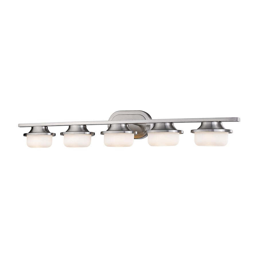 Z-Lite Optum 5 Light Vanity Light, Brushed Nickel, Matte Opal - 1917-5V-BN-LED