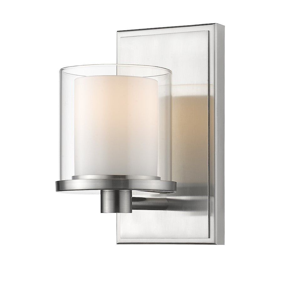 Z-Lite Schema 1 Light Vanity, Brushed nickel, Clear Out/Opal In - 1918-1S-BN-LED