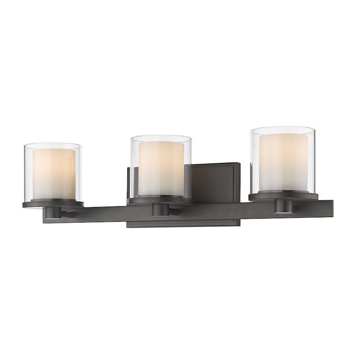 Z-Lite Schema 3 Light Vanity, Bronze, Clear Out/Matte Opal In - 1918-3V-BRZ-LED