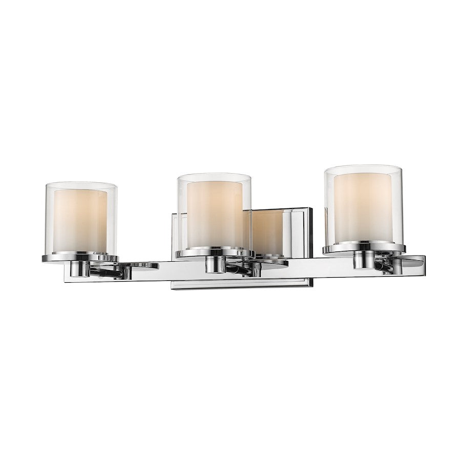 Z-Lite Schema 3 Light Vanity, Chrome, Clear Out/Matte Opal In - 1918-3V-CH-LED