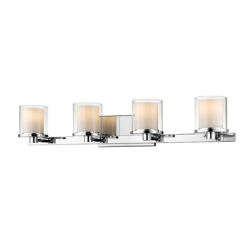 Z-Lite Schema 4 Light Vanity, Chrome, Clear Out/Matte Opal In - 1918-4V-CH-LED