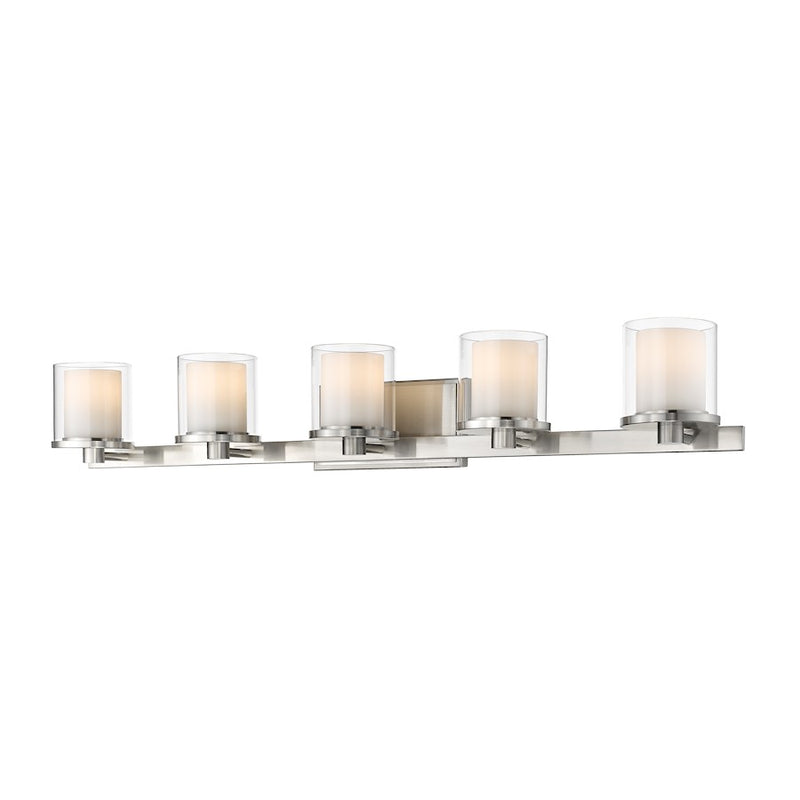Z-Lite Schema 5 Light Vanity, Brushed nickel, Clear Out/Opal In - 1918-5V-BN-LED