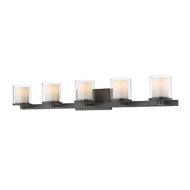 Z-Lite Schema 5 Light Vanity, Bronze, Clear Out/Matte Opal In - 1918-5V-BRZ-LED