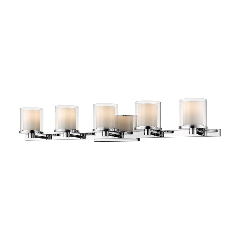 Z-Lite Schema 5 Light Vanity, Chrome, Clear Out/Matte Opal In - 1918-5V-CH-LED