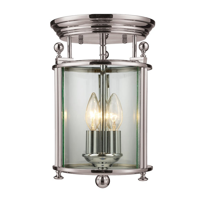 Z-Lite Wyndham 3 Light Flush Mount, Brushed Nickel, Clear - 191F