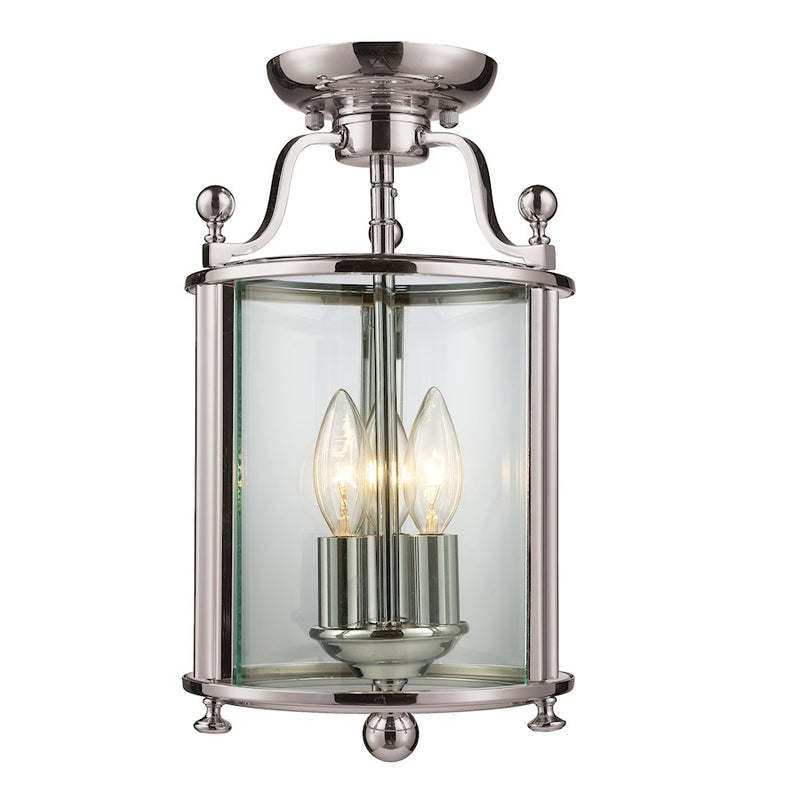 Z-Lite Wyndham 3 Light Semi-Flush Mount, Brushed Nickel, Clear - 191SF