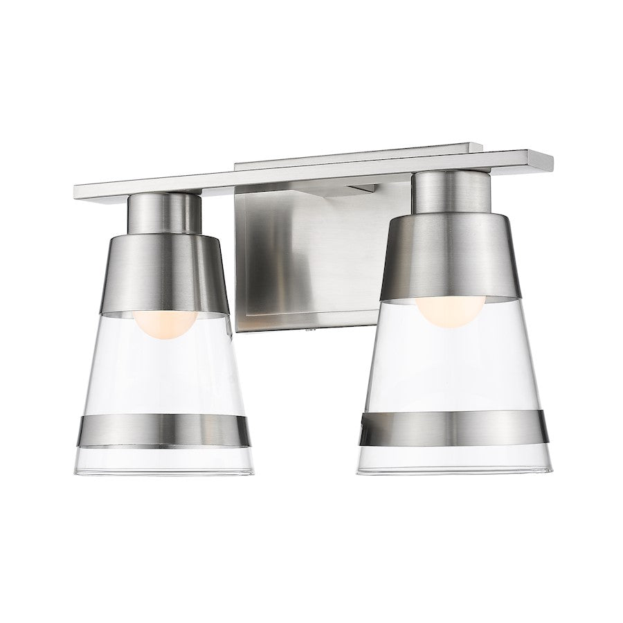 Z-Lite Ethos 2 Light Vanity, Brushed Nickel/Clear - 1921-2V-BN-LED