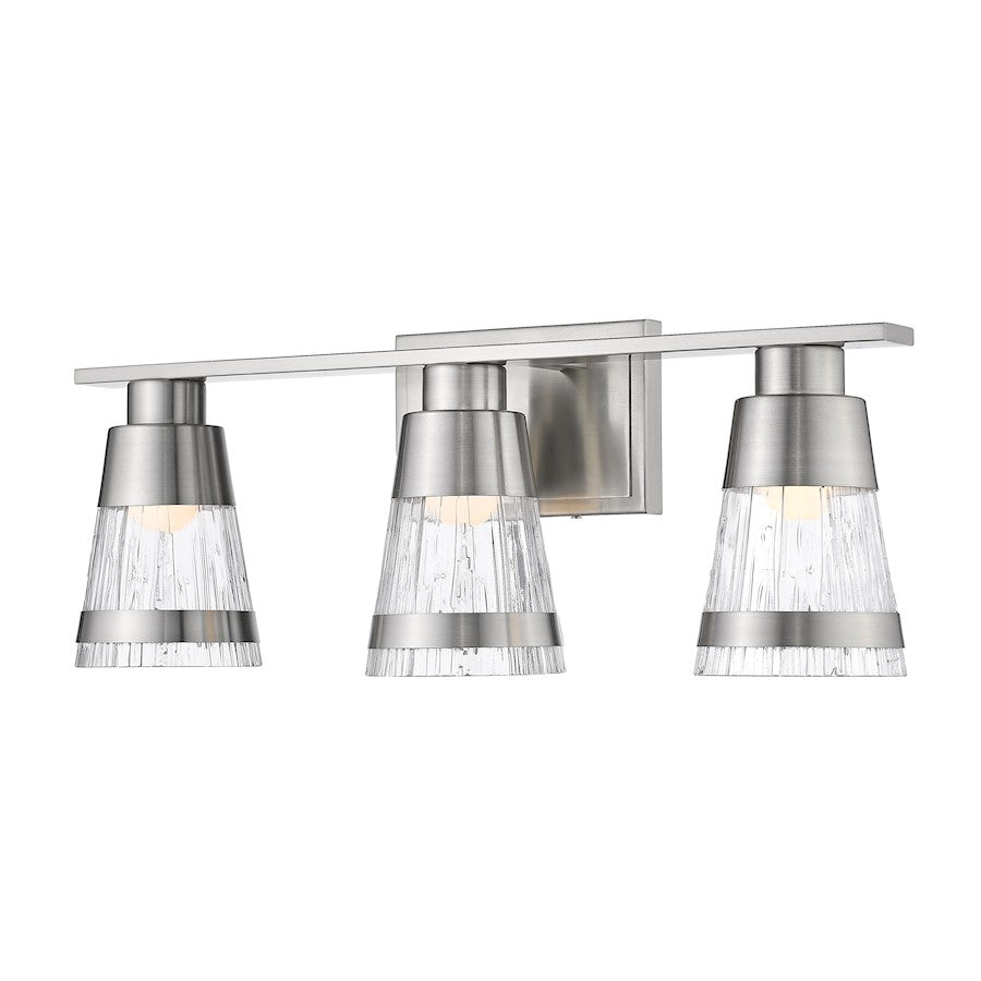 Z-Lite Ethos 3 Light Vanity, Brushed Nickel/Chiseled - 1923-3V-BN-LED