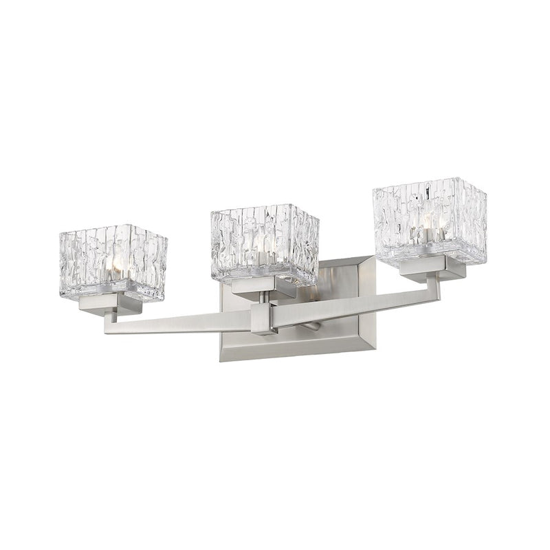 Z-Lite Rubicon 3 Light Vanity, Brushed Nickel/Clear