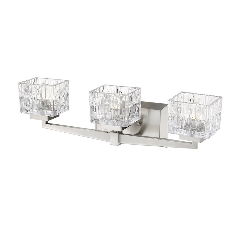 Z-Lite Rubicon 3 Light Vanity, Brushed Nickel/Clear