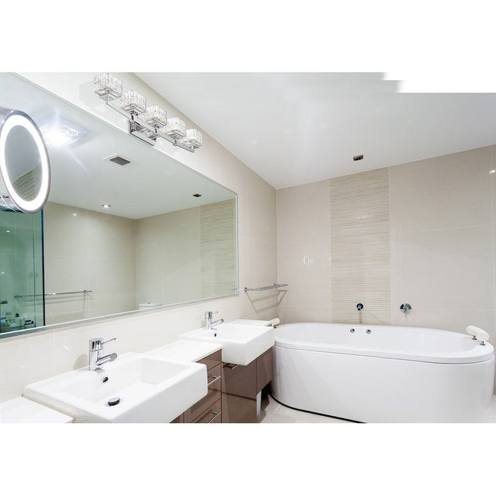 Z-Lite Rubicon 5 Light Vanity, Chrome/Clear