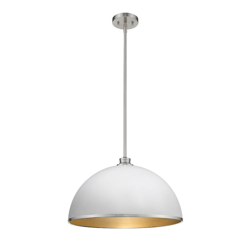 Z-Lite Citadel 1 Light Pendant, Hammered White/Brushed Nickel - 1930P20-HWH-BN