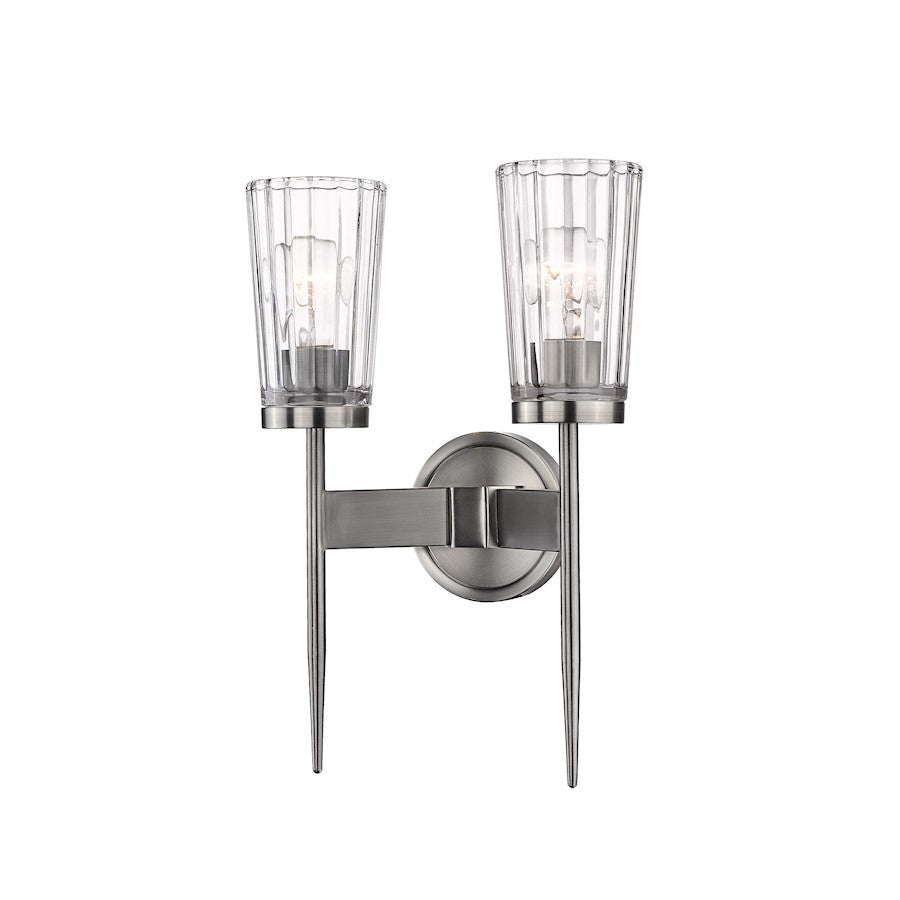 Z-Lite Flair 2 Light Wall Sconce, Antique Nickel - 1932-2S-AN