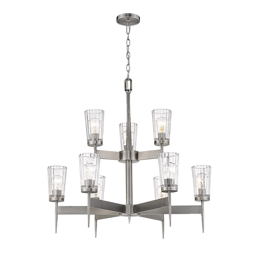 Z-Lite Flair 9 Light Chandelier, Antique Nickel - 1932-9AN