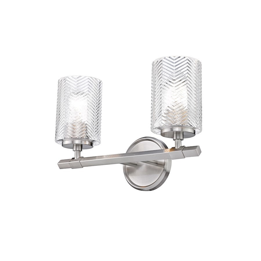 Z-Lite Dover Street 2 Light Vanity, Brushed Nickel, Clear - 1934-2V-BN
