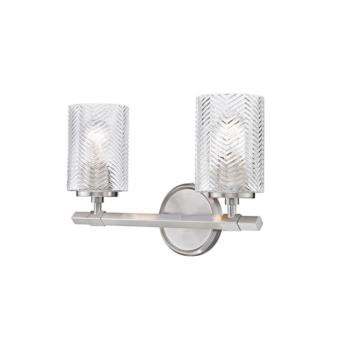 Z-Lite Dover Street 2 Light Vanity, Brushed Nickel/Clear