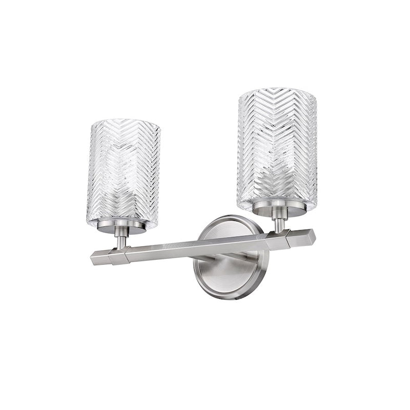 Z-Lite Dover Street 2 Light Vanity, Brushed Nickel/Clear