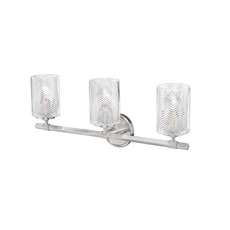 Z-Lite Dover Street 3 Light Vanity, Brushed Nickel/Clear