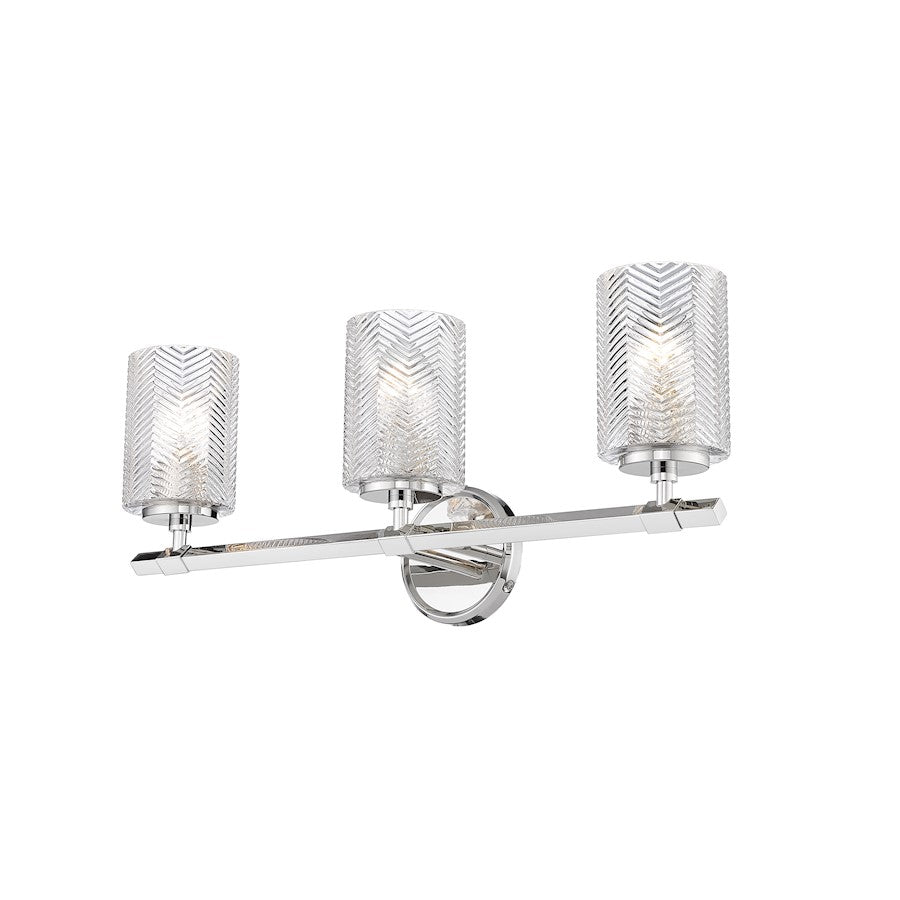 Z-Lite Dover Street 3 Light Vanity, Polished Nickel, Clear - 1934-3V-PN