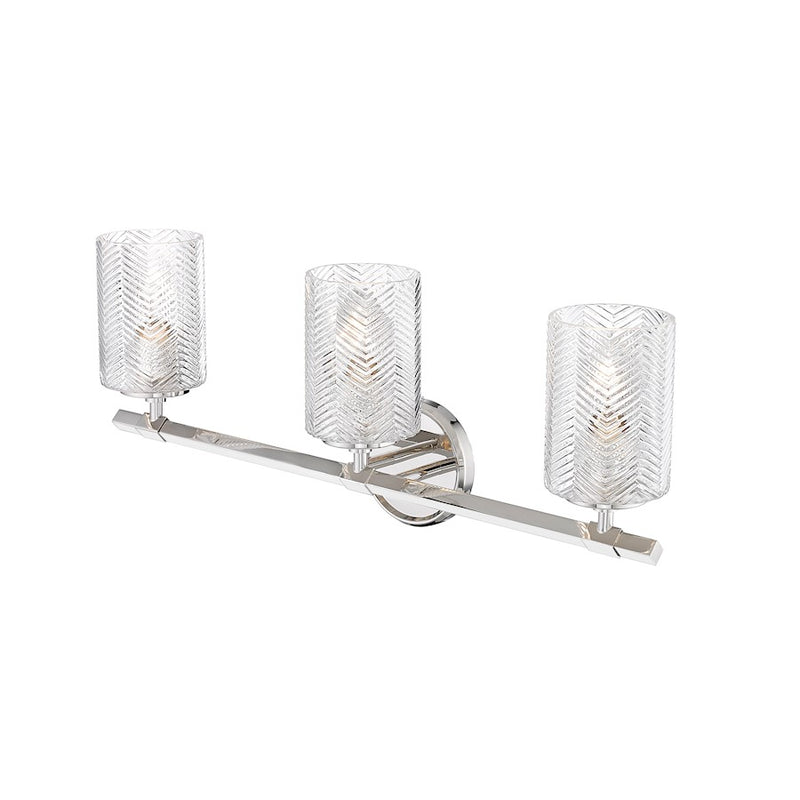 Z-Lite Dover Street 3 Light Vanity, Polished Nickel/Clear