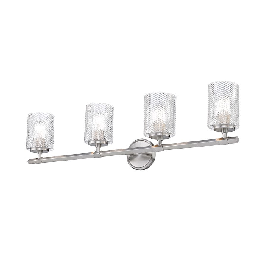 Z-Lite Dover Street 4 Light Vanity, Brushed Nickel, Clear - 1934-4V-BN
