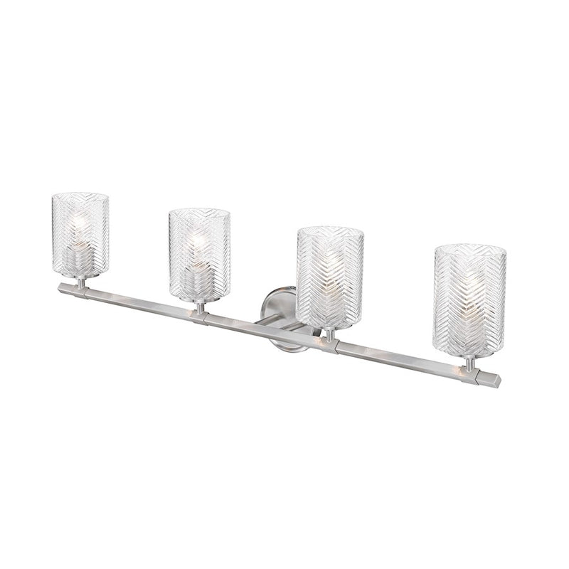 Z-Lite Dover Street 4 Light Vanity, Brushed Nickel/Clear