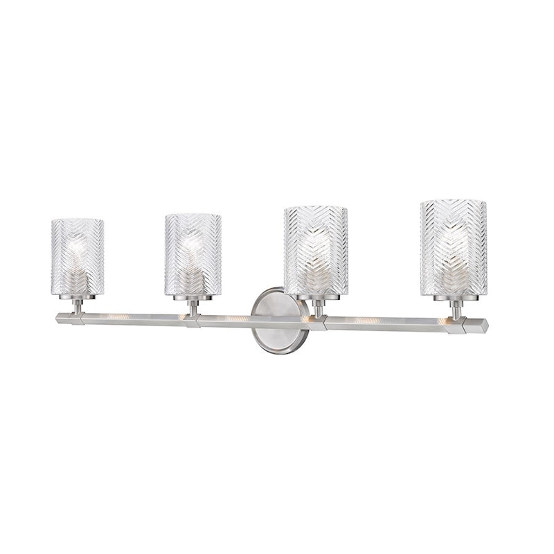 Z-Lite Dover Street 4 Light Vanity, Brushed Nickel/Clear