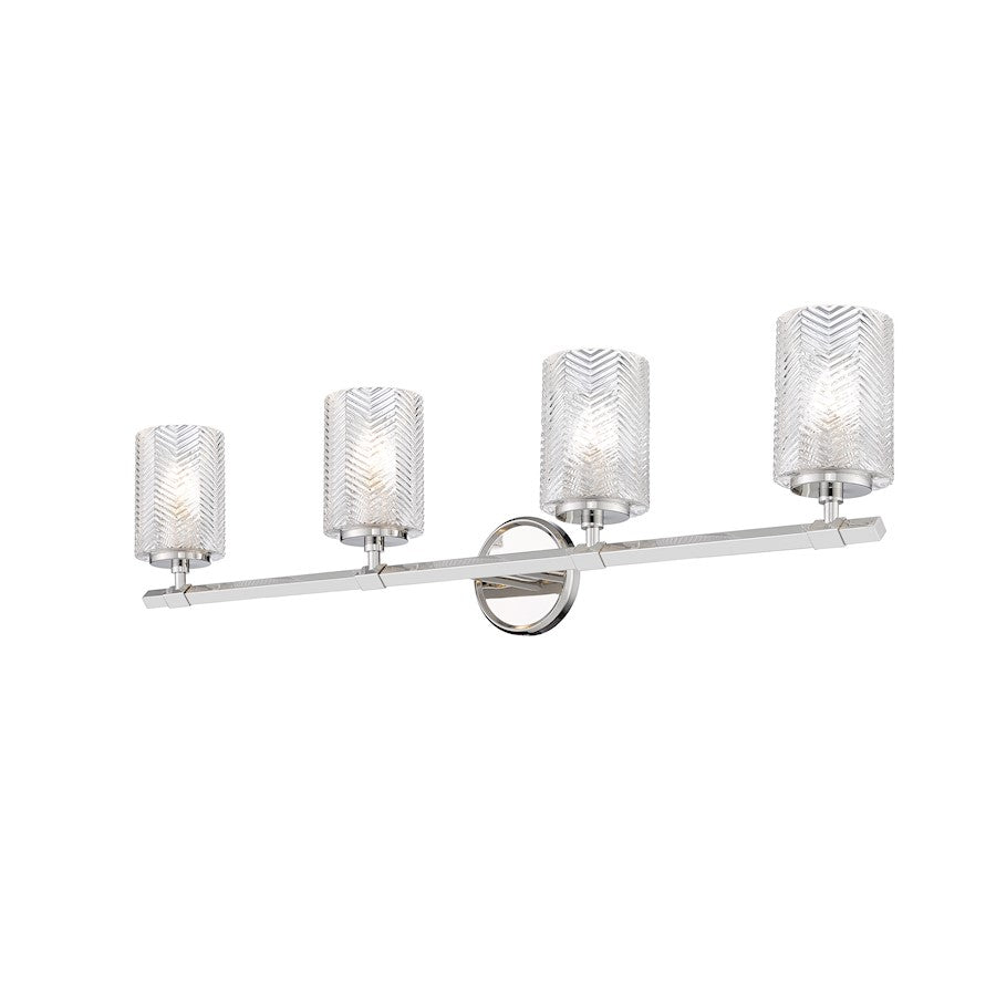 Z-Lite Dover Street 4 Light Vanity, Polished Nickel, Clear - 1934-4V-PN