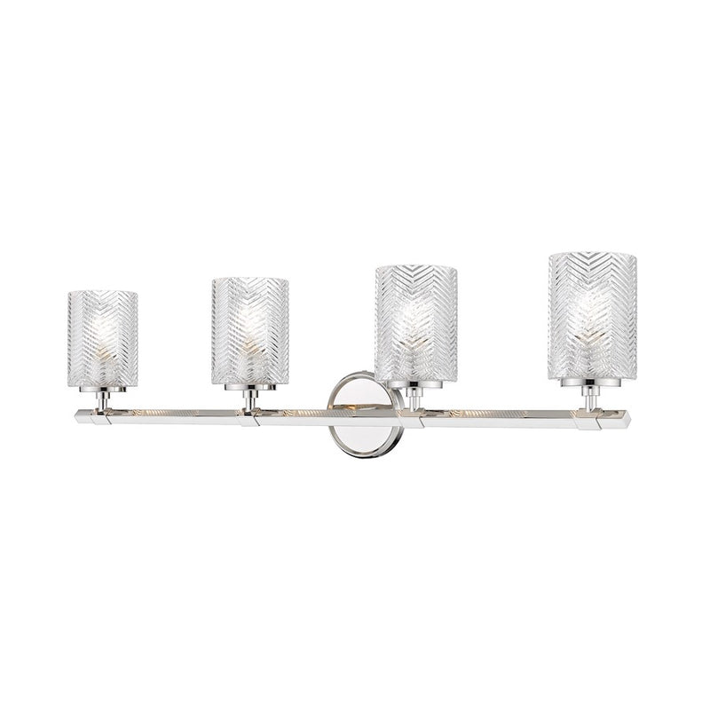 Z-Lite Dover Street 4 Light Vanity, Polished Nickel/Clear