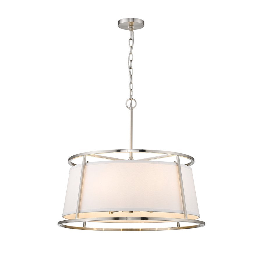 Z-Lite Lenyx Pendant 6 Light 23.5" Pendant, Brushed Nickel, White - 1935-26BN
