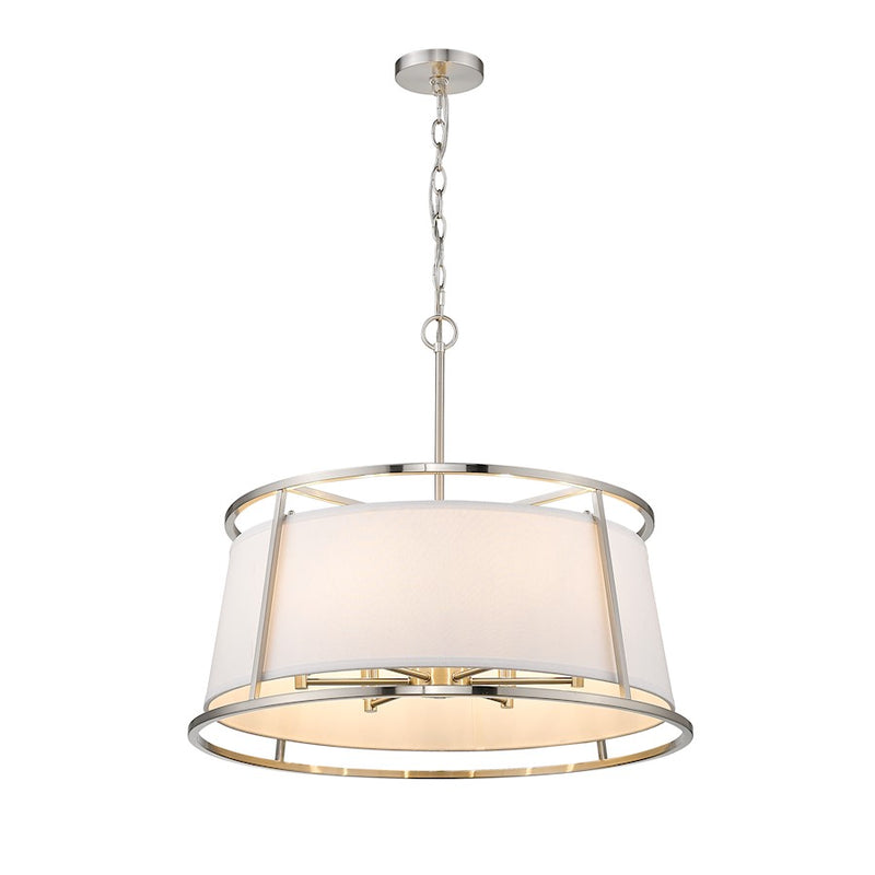 Z-Lite Lenyx  Pendant 6 Light 23.5" Pendant, Brushed Nickel/White