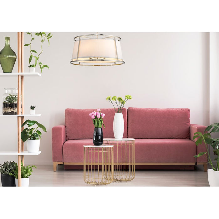 Z-Lite Lenyx  Pendant 6 Light 23.5" Pendant, Brushed Nickel/White