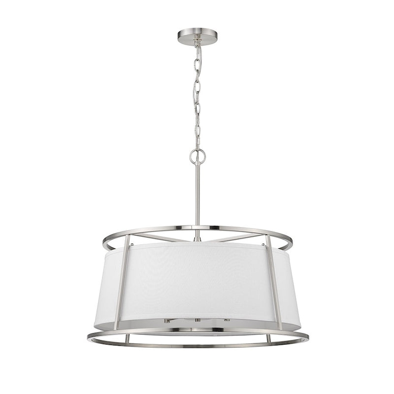 Z-Lite Lenyx  Pendant 6 Light 23.5" Pendant, Brushed Nickel/White