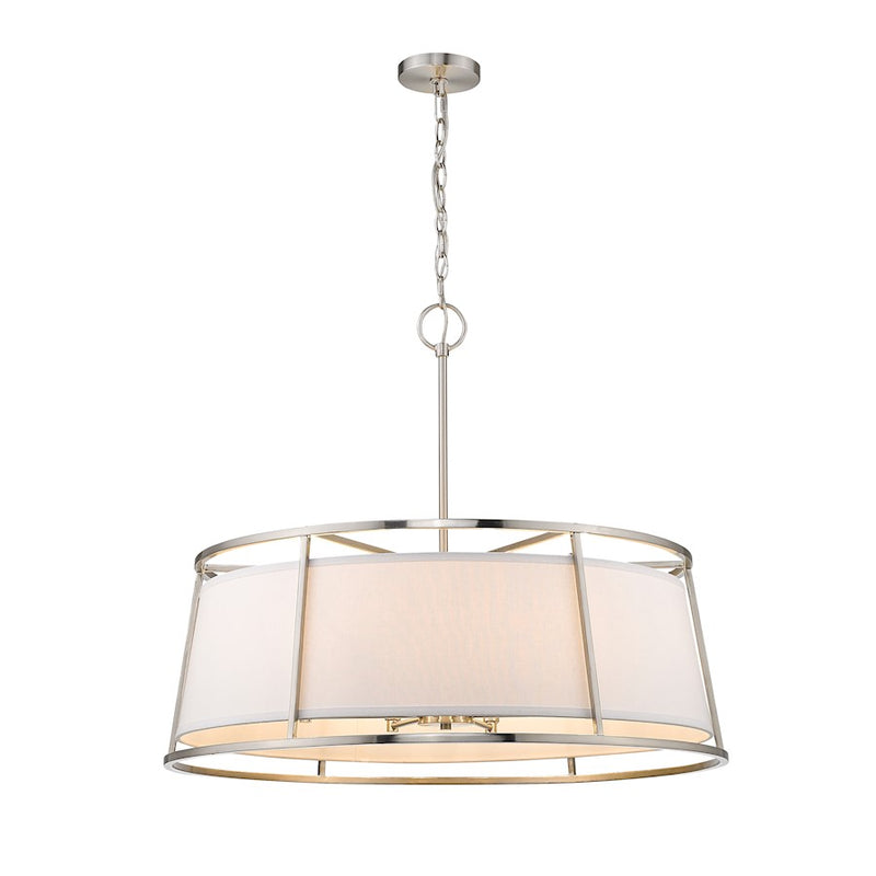Z-Lite Lenyx Pendant 8 Light 27.5" Pendant, Brushed Nickel, White - 1935-32BN