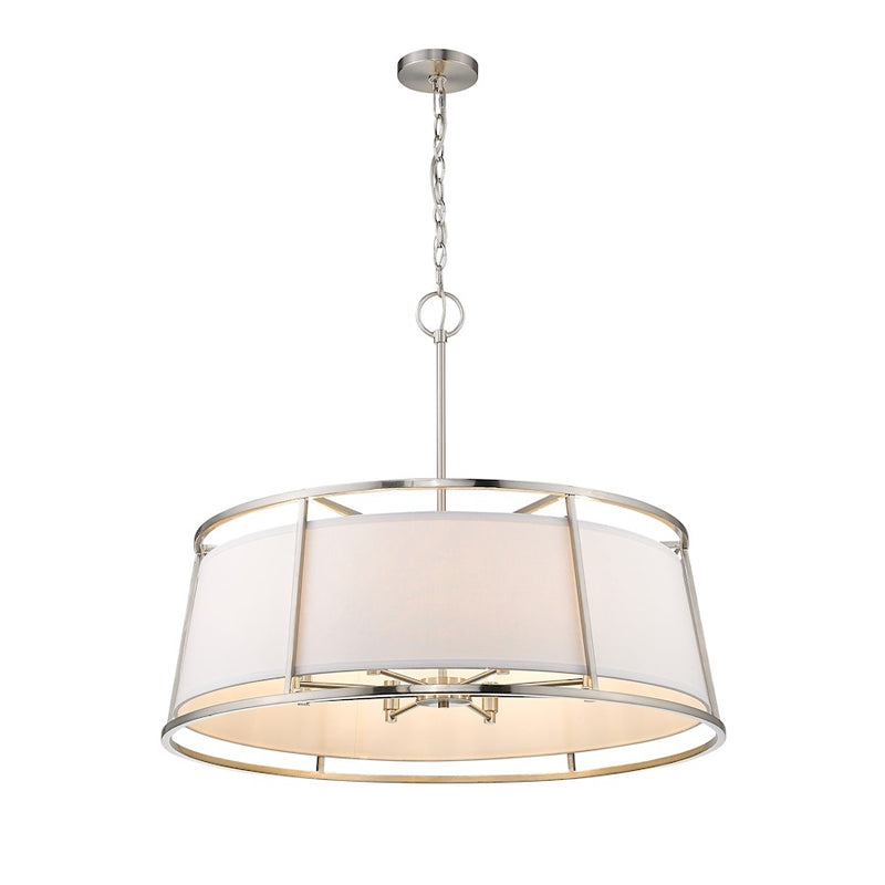 Z-Lite Lenyx  Pendant 8 Light 27.5" Pendant, Brushed Nickel/White