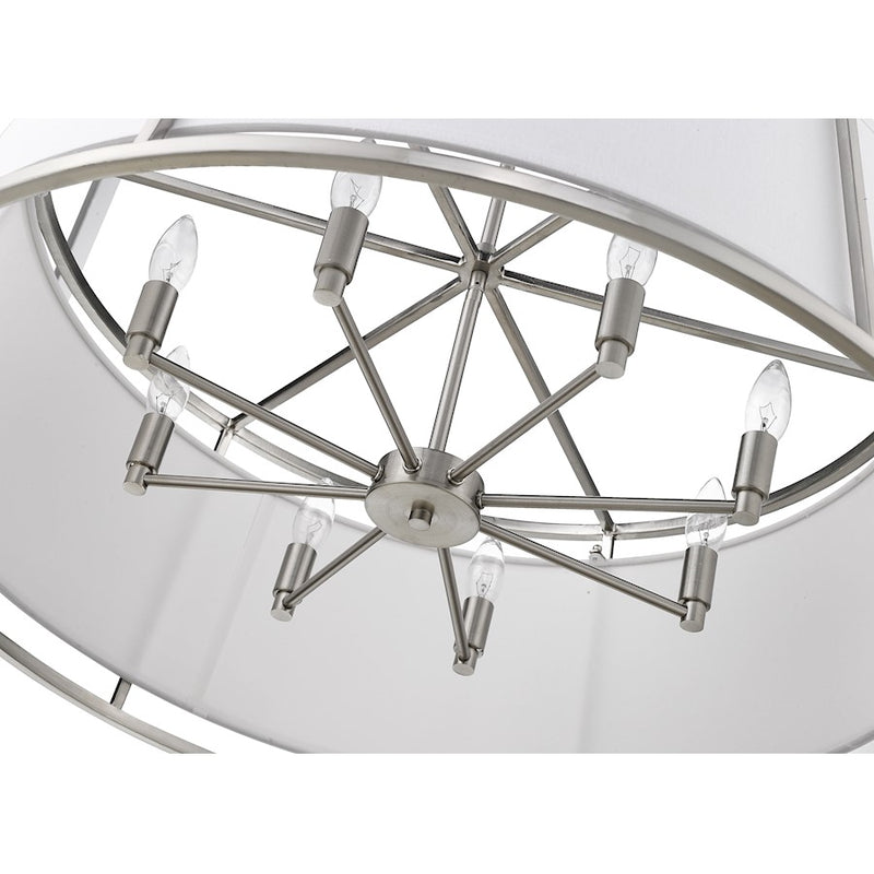 Z-Lite Lenyx  Pendant 8 Light 27.5" Pendant, Brushed Nickel/White
