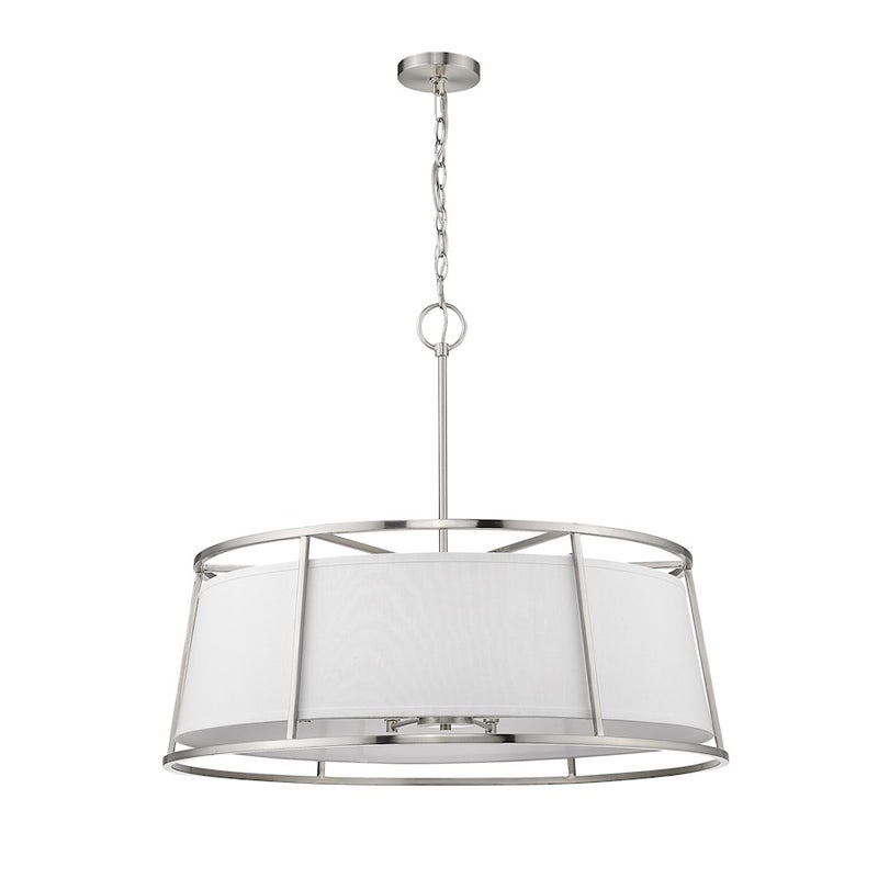 Z-Lite Lenyx  Pendant 8 Light 27.5" Pendant, Brushed Nickel/White