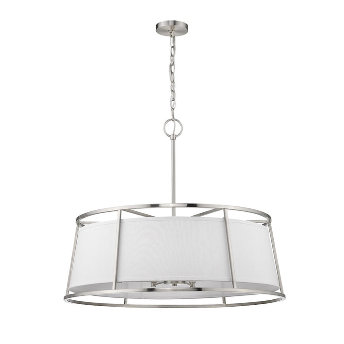 Z-Lite Lenyx  Pendant 8 Light 27.5" Pendant, Brushed Nickel/White