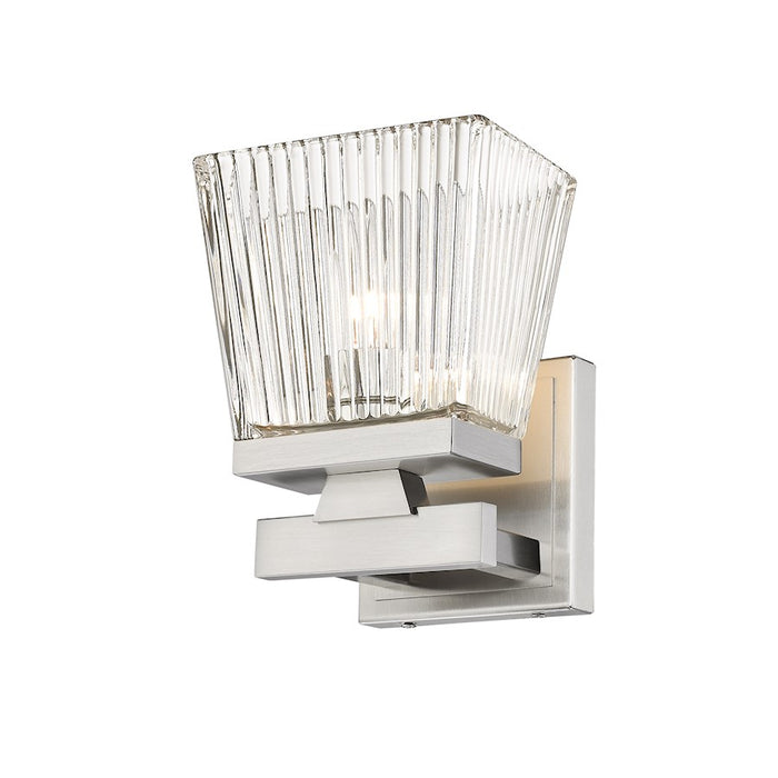 Z-Lite Astor 1 Light Wall Sconce, Brushed Nickel/Clear