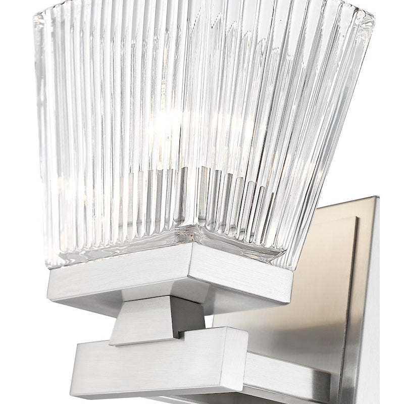 Z-Lite Astor 1 Light Wall Sconce, Brushed Nickel/Clear