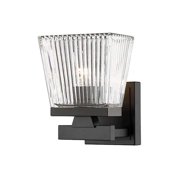 Z-Lite Astor 1 Light Wall Sconce, Matte Black/Clear
