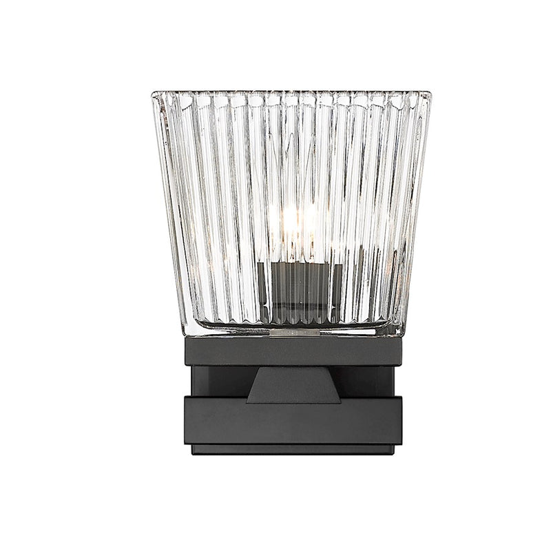 Z-Lite Astor 1 Light Wall Sconce, Matte Black/Clear