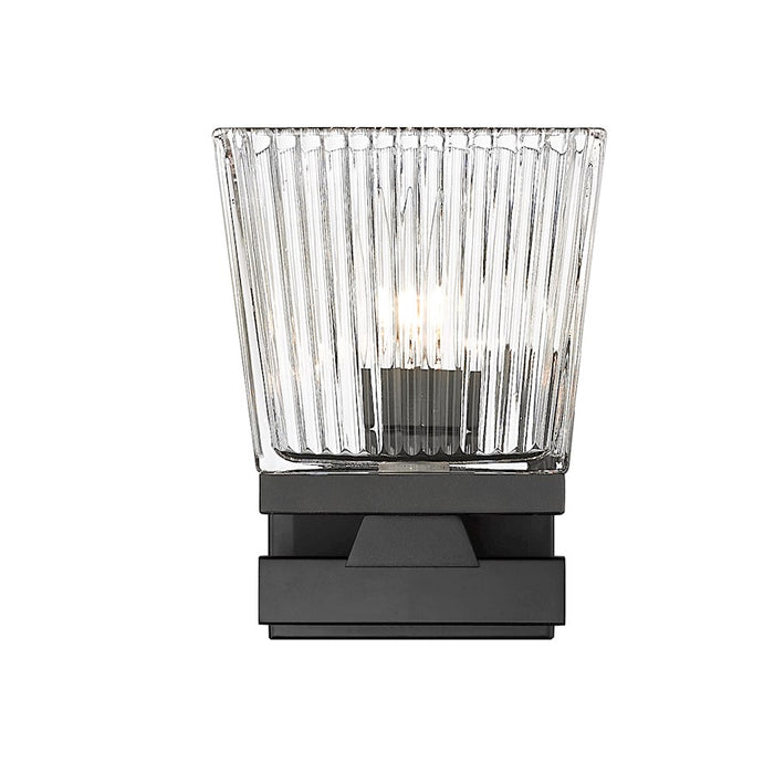 Z-Lite Astor 1 Light Wall Sconce, Matte Black/Clear