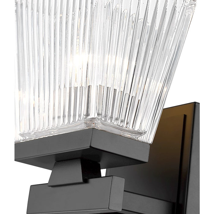 Z-Lite Astor 1 Light Wall Sconce, Matte Black/Clear