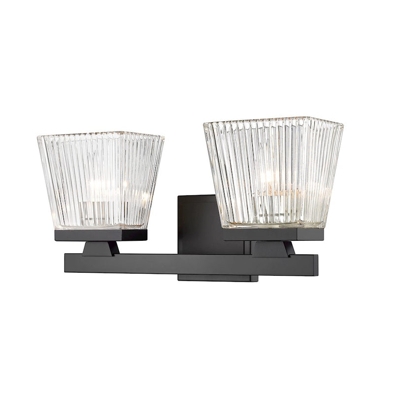 Z-Lite Astor 2 Light Vanity, Matte Black/Clear