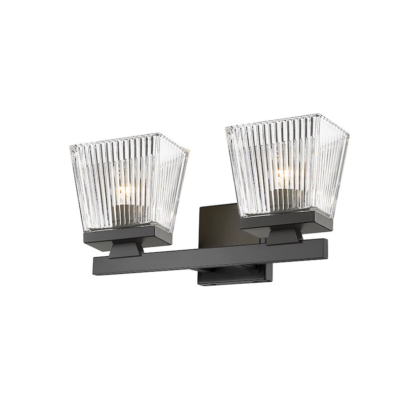 Z-Lite Astor 2 Light Vanity, Matte Black/Clear