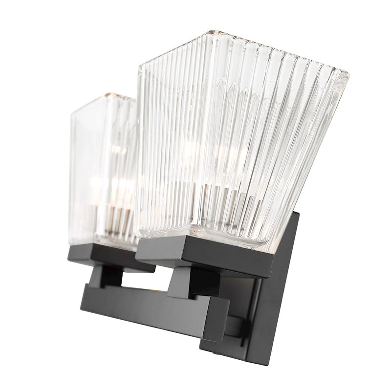 Z-Lite Astor 2 Light Vanity, Matte Black/Clear
